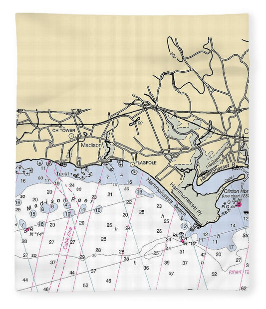 Madison Connecticut Nautical Chart Blanket