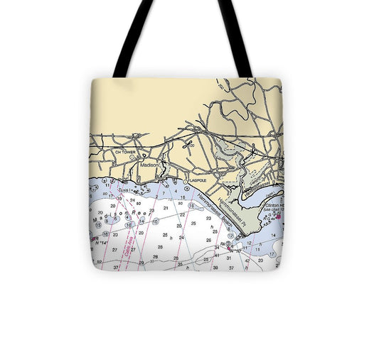 Madison Connecticut Nautical Chart Tote Bag