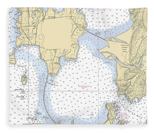 Malletts Bay Lake Champlain  Nautical Chart Blanket