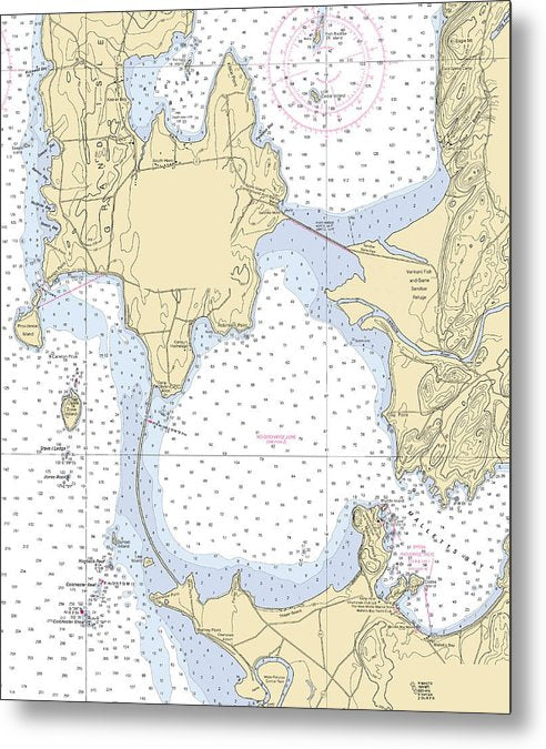 A beuatiful Metal Print of the Malletts Bay-Lake Champlain  Nautical Chart - Metal Print by SeaKoast.  100% Guarenteed!