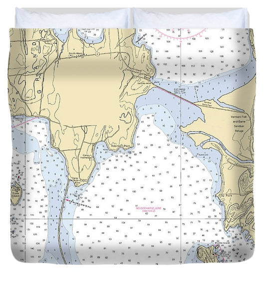 Malletts Bay Lake Champlain  Nautical Chart Duvet Cover