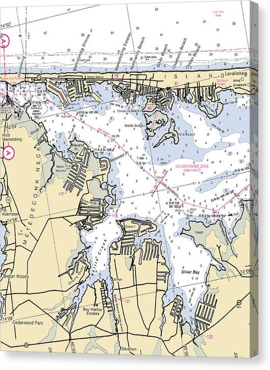 Mantaloking-New Jersey Nautical Chart Canvas Print