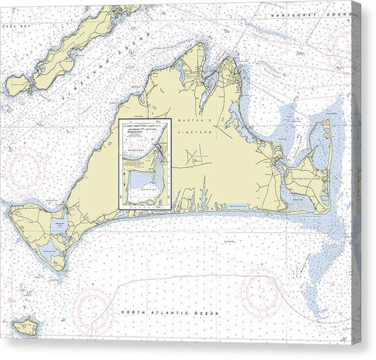 Marthas Vineyard Massachusetts Nautical Chart Canvas Print