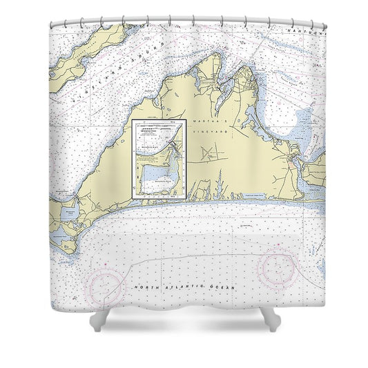 Marthas Vineyard Massachusetts Nautical Chart Shower Curtain
