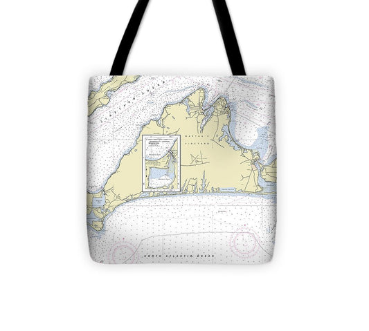 Marthas Vineyard Massachusetts Nautical Chart Tote Bag