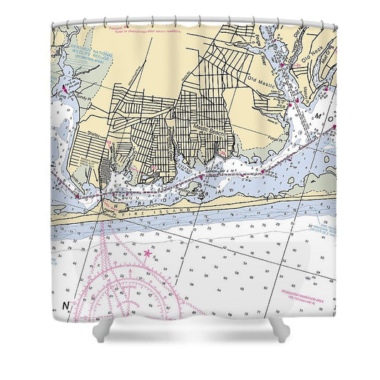 Mastick New York Nautical Chart Shower Curtain
