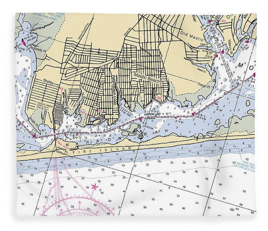 Mastick New York Nautical Chart Blanket