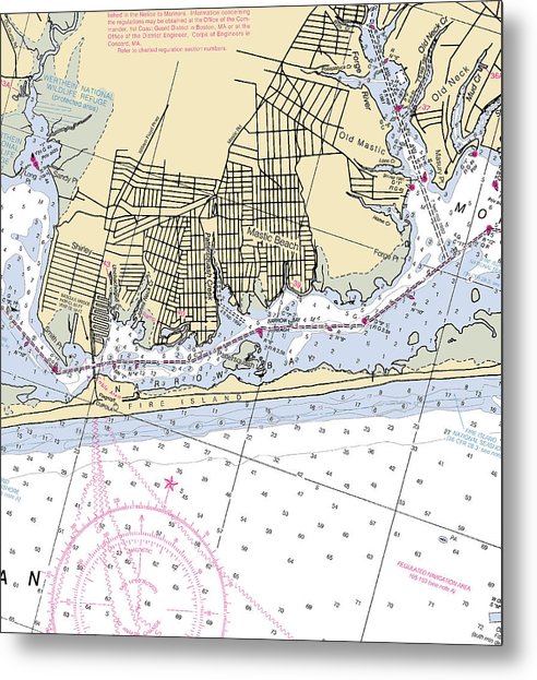A beuatiful Metal Print of the Mastick-New York Nautical Chart - Metal Print by SeaKoast.  100% Guarenteed!