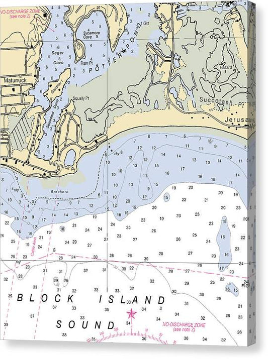 Matunuck -Rhode Island Nautical Chart _V2 Canvas Print