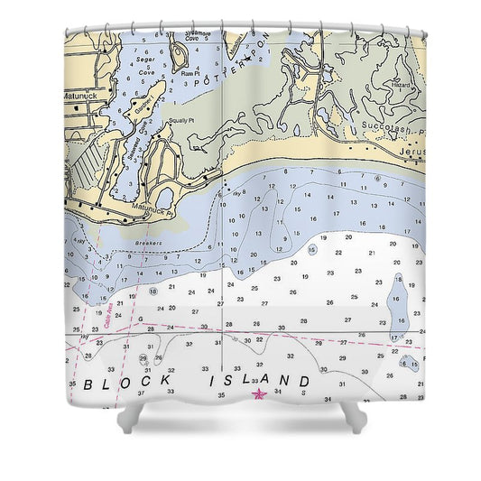Matunuck  Rhode Island Nautical Chart _V2 Shower Curtain