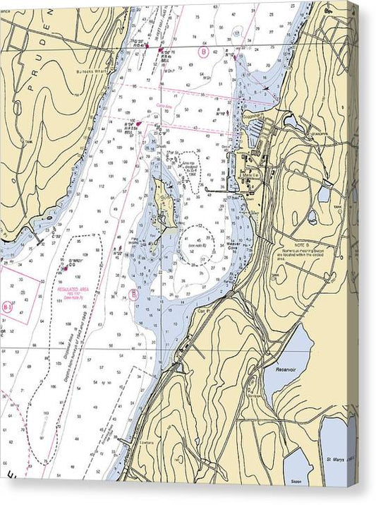 Melville-Rhode Island Nautical Chart Canvas Print