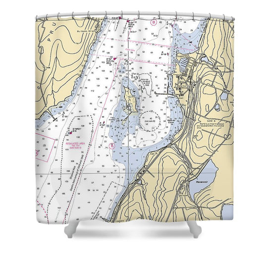 Melville Rhode Island Nautical Chart Shower Curtain