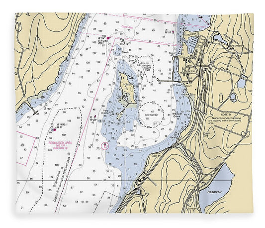 Melville Rhode Island Nautical Chart Blanket