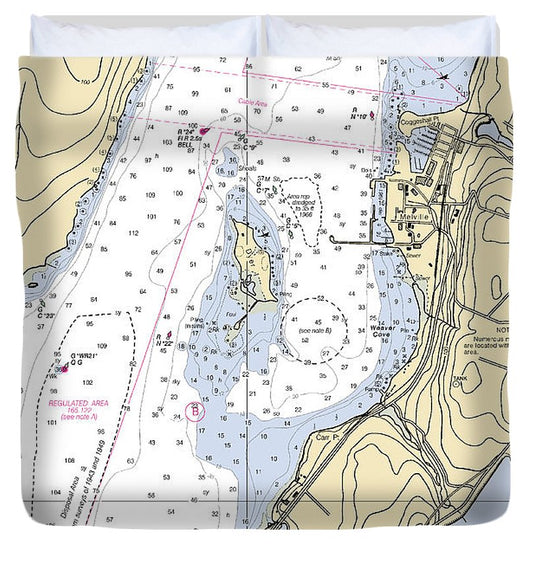Melville Rhode Island Nautical Chart Duvet Cover