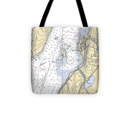 Melville Rhode Island Nautical Chart Tote Bag