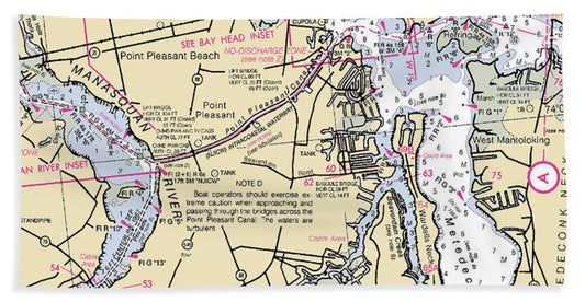 Metedeconk River-new Jersey Nautical Chart - Beach Towel