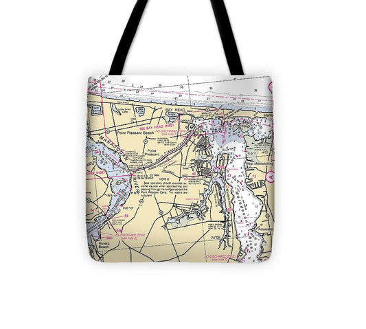 Metedeconk River New Jersey Nautical Chart Tote Bag