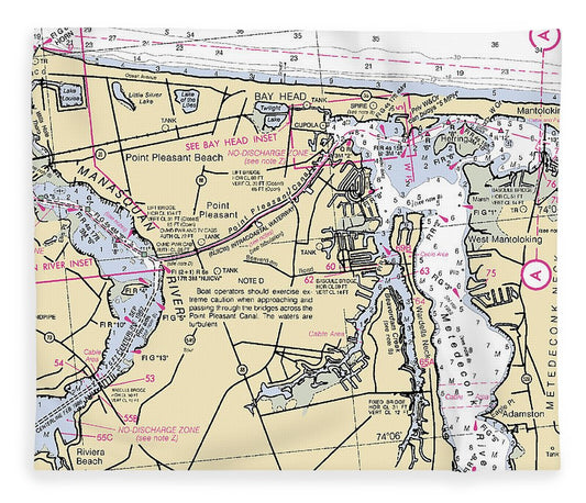 Metedeconk River New Jersey Nautical Chart Blanket