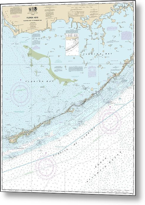 A beuatiful Metal Print of the Middle Florida Keys-Alligator Reef To Sombrero Key-11452 Noaa-Fl - Metal Print by SeaKoast.  100% Guarenteed!