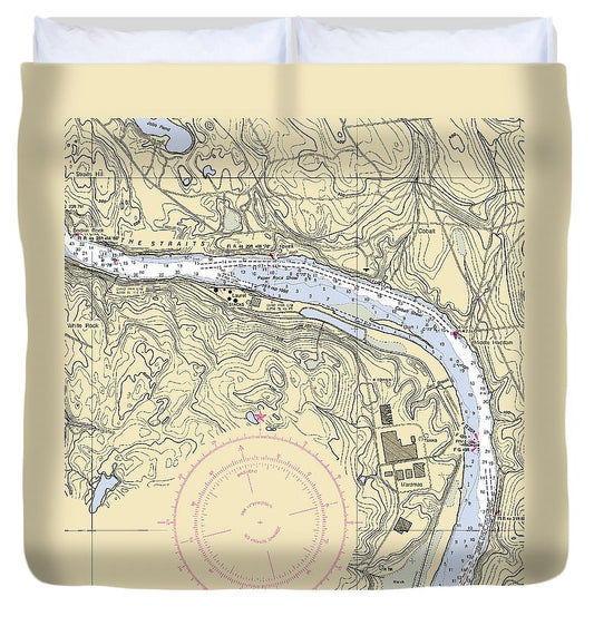 Middle Haddam Connecticut Nautical Chart Duvet Cover