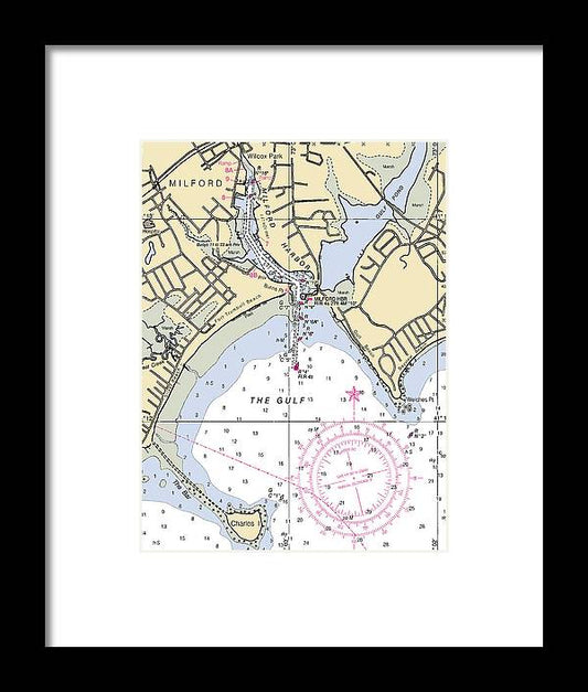 Milford-connecticut Nautical Chart - Framed Print