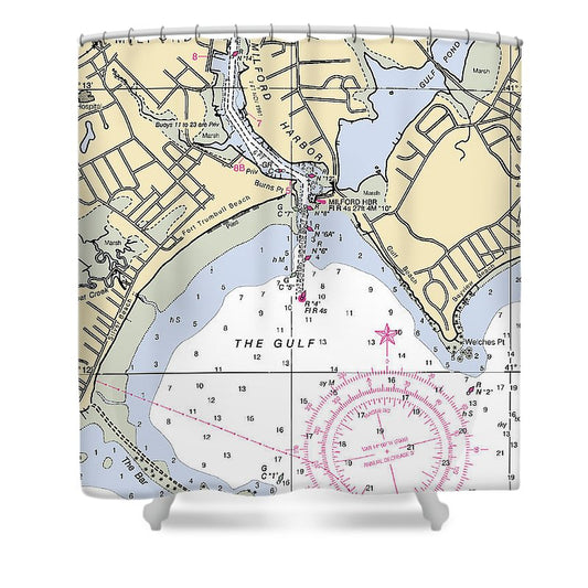 Milford Connecticut Nautical Chart Shower Curtain