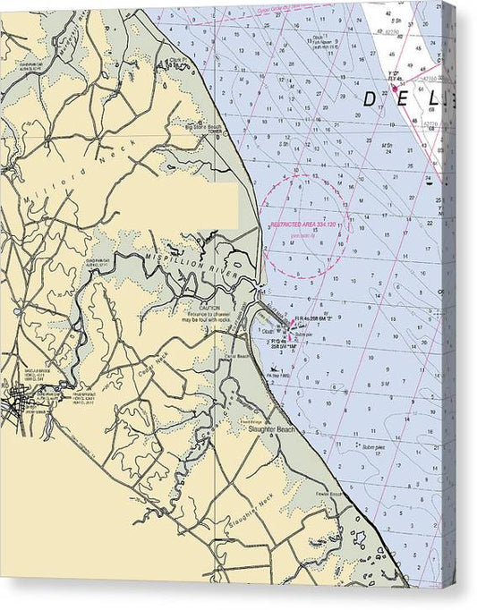 Mispillion River-Delaware Nautical Chart Canvas Print