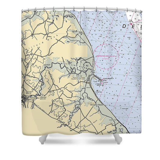 Mispillion River Delaware Nautical Chart Shower Curtain
