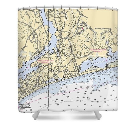 Misquamicut Rhode Island Nautical Chart Shower Curtain