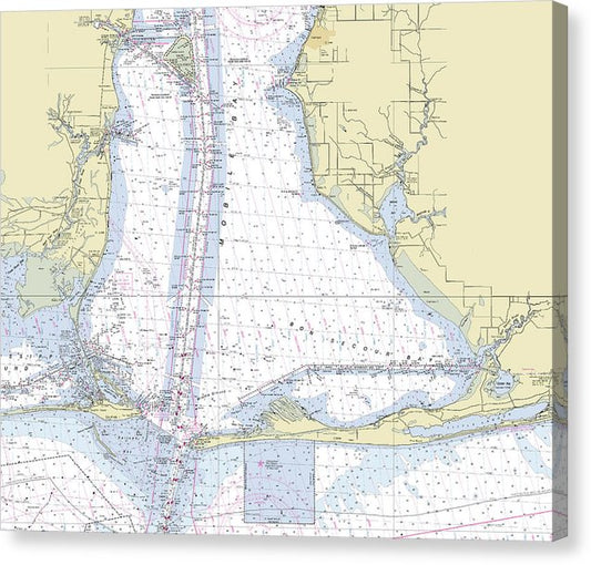 Mobile Alabama Lower Bay Nautical Chart Canvas Print