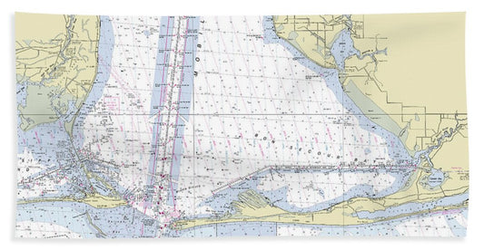 Mobile Alabama Lower Bay Nautical Chart - Beach Towel