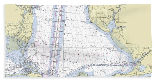 Mobile Alabama Lower Bay Nautical Chart - Bath Towel
