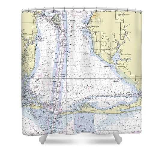 Mobile Alabama Lower Bay Nautical Chart Shower Curtain