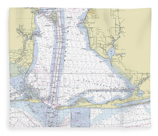 Mobile Alabama Lower Bay Nautical Chart Blanket