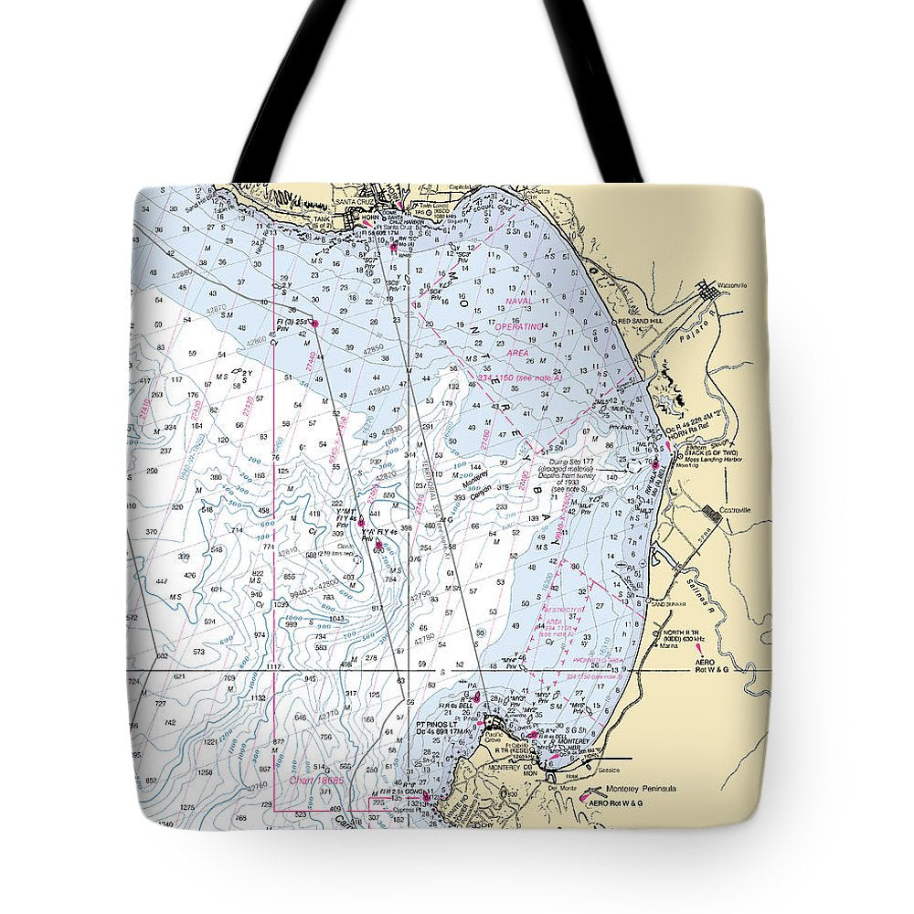 Monterey-bay -california Nautical Chart _v6 - Tote Bag