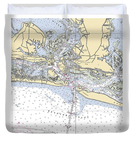Morehead City North Carolina Nautical Chart Duvet Cover