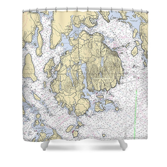Mt Desert Island  Maine Nautical Chart _V6 Shower Curtain