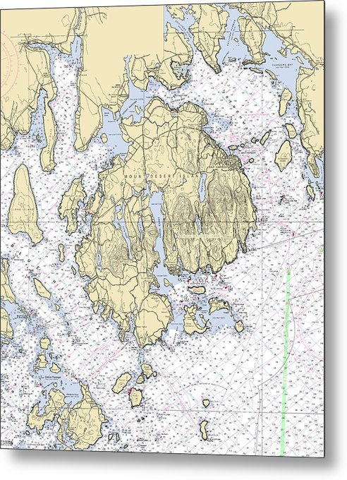 A beuatiful Metal Print of the Mt Desert Island -Maine Nautical Chart _V6 - Metal Print by SeaKoast.  100% Guarenteed!