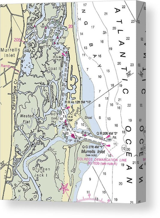 Murrells Inlet South Carolina Nautical Chart Canvas Print