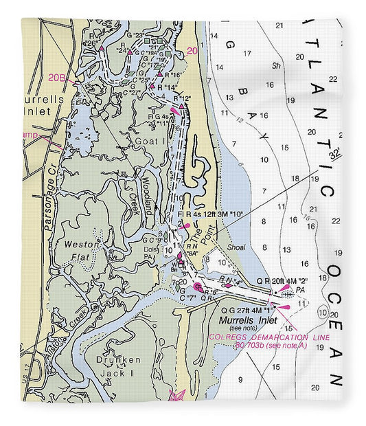 Murrells Inlet South Carolina Nautical Chart Blanket