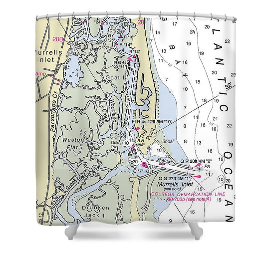 Murrells Inlet South Carolina Nautical Chart Shower Curtain