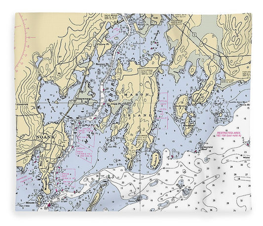 Mystic  Connecticut Nautical Chart _V6 Blanket