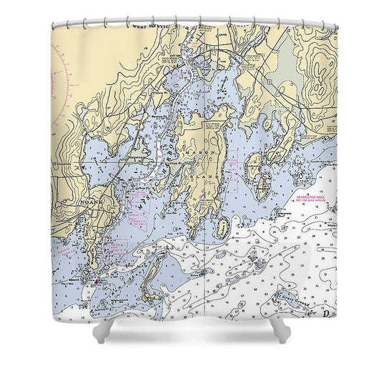 Mystic  Connecticut Nautical Chart _V6 Shower Curtain