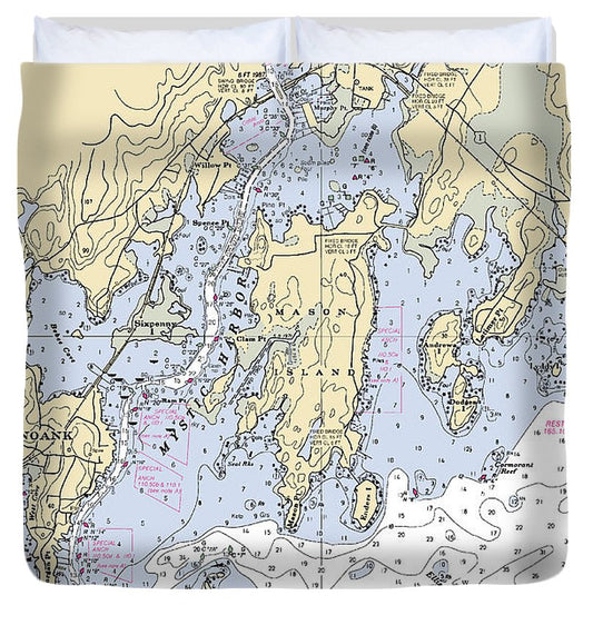 Mystic  Connecticut Nautical Chart _V6 Duvet Cover