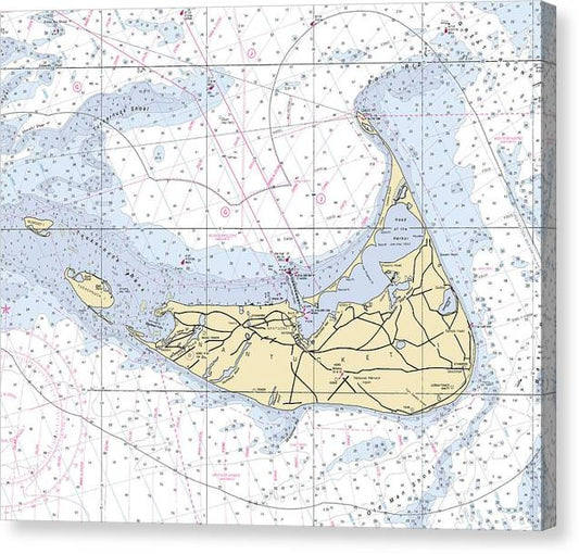 Nantucket-5X6-Massachusetts Nautical Chart Canvas Print