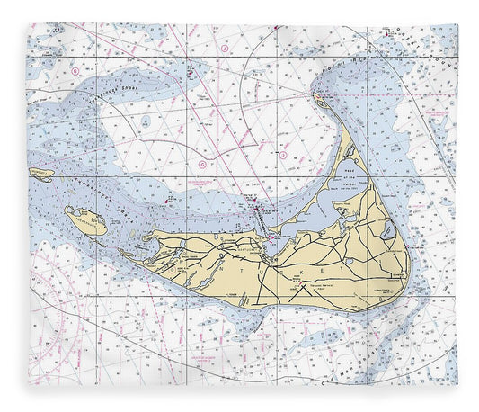Nantucket 5X6 Massachusetts Nautical Chart Blanket