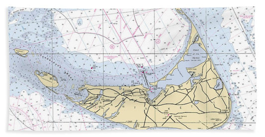 Nantucket-5x6-massachusetts Nautical Chart - Bath Towel