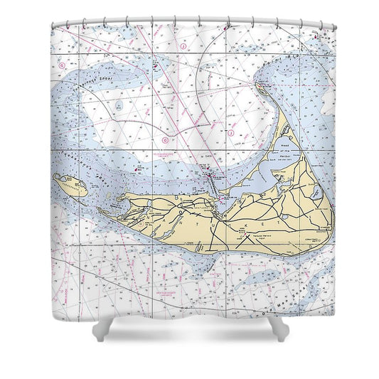 Nantucket 5X6 Massachusetts Nautical Chart Shower Curtain
