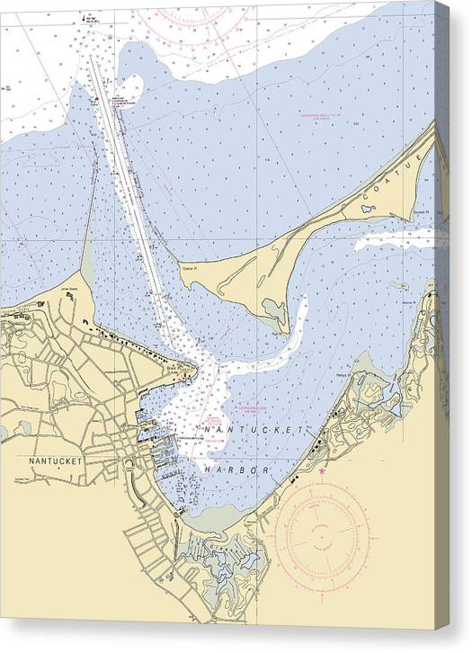 Nantucket Harbor-Massachusetts Nautical Chart Canvas Print