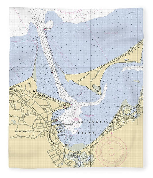 Nantucket Harbor Massachusetts Nautical Chart Blanket